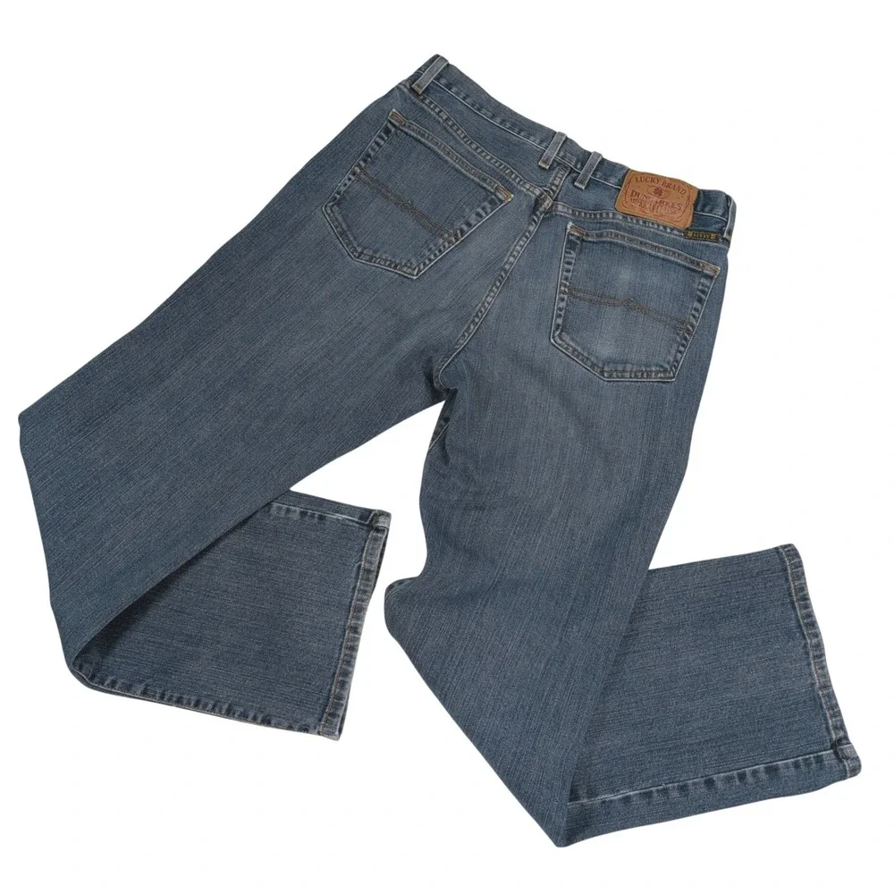 Lucky Brand Dungarees Men 29x28.5 Blue Jeans Made In‎ USA Button Fly VTG 7183C70